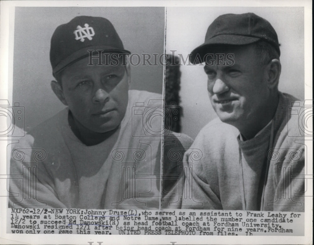1954 Press Photo NY Johnny Druze to succeed Ed Danowski head coach Fordham Univ - Historic Images