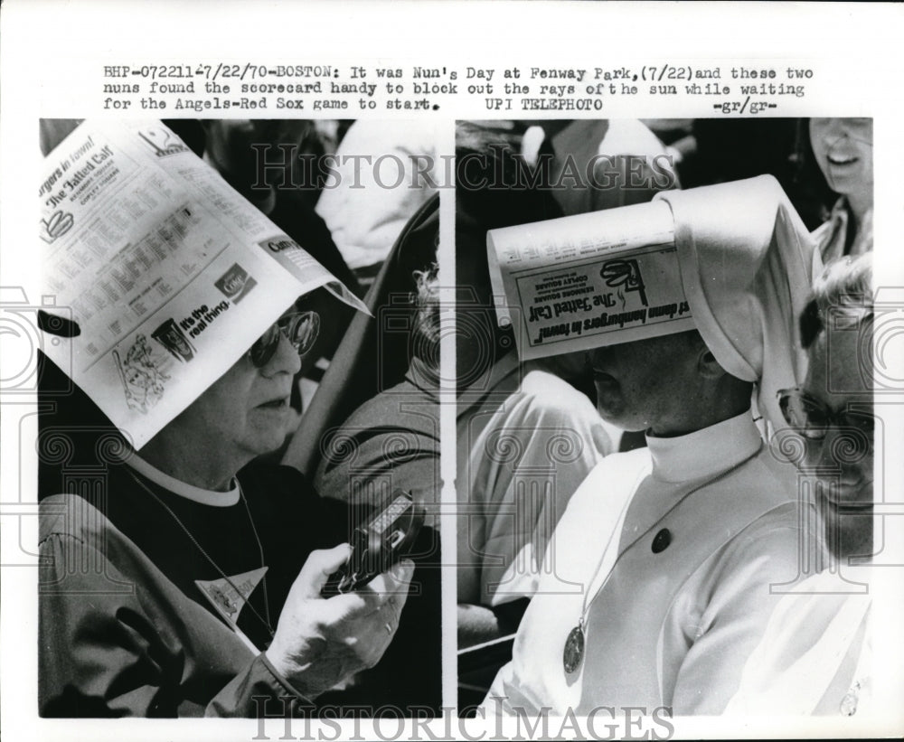 1970 Press Photo Nun Day at Fenway Park Los Angeles Vs Red Sox Game Boston - Historic Images