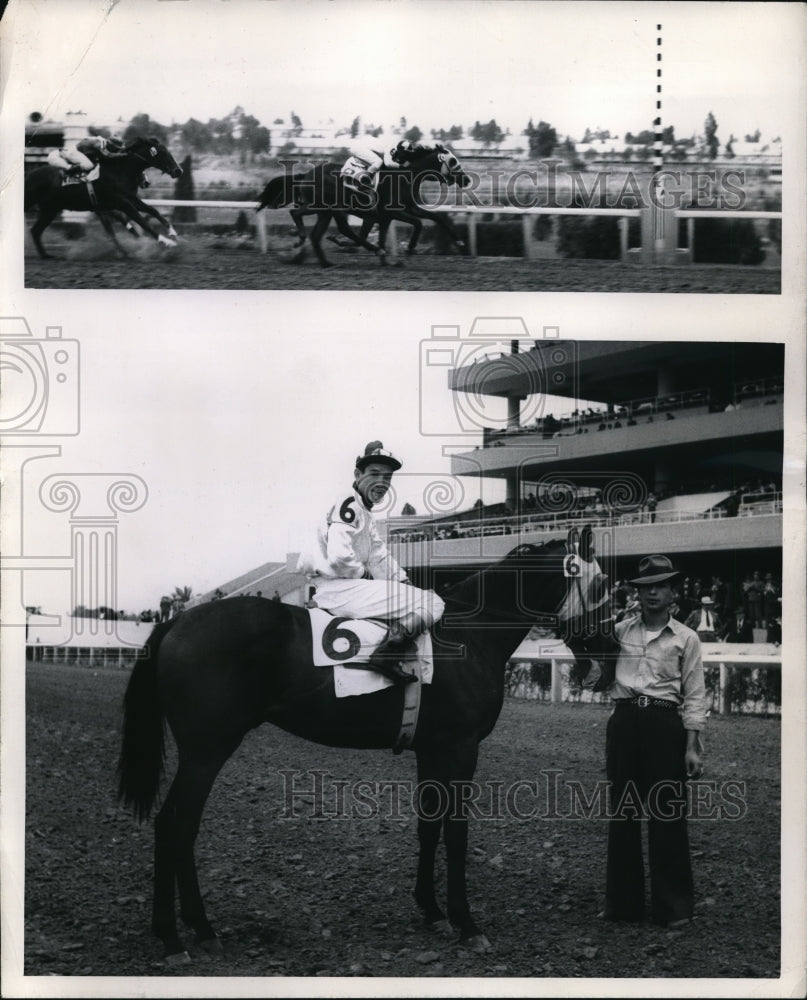 1945 Press Photo Mexico City Jockey Jack Molbert on Jack Oldham 2 year colt - Historic Images