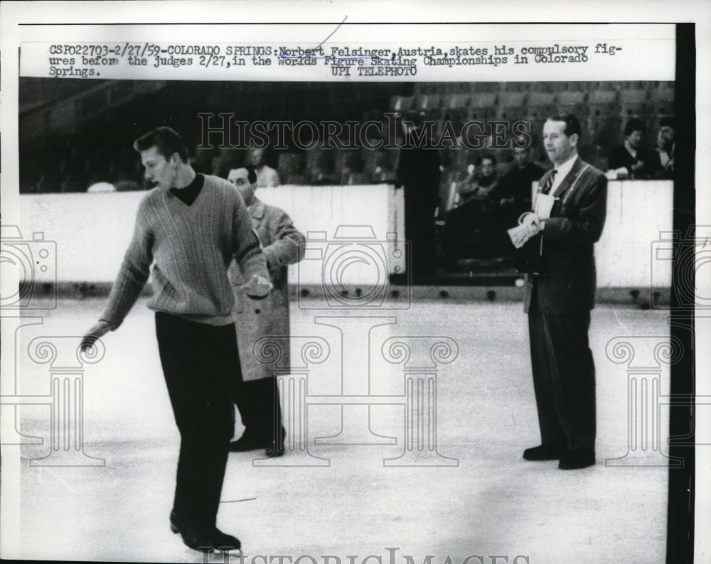 1959 Press Photo Norbert Felsinger in the Worlds Figure Skating Championship - Historic Images