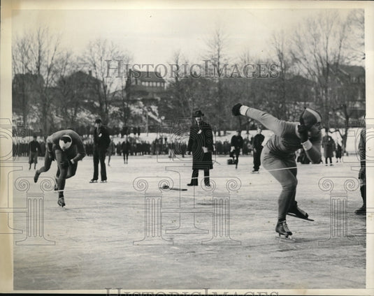 1936 Press Photo Canadian Frank Stack comes in first at Olympic finals - Historic Images