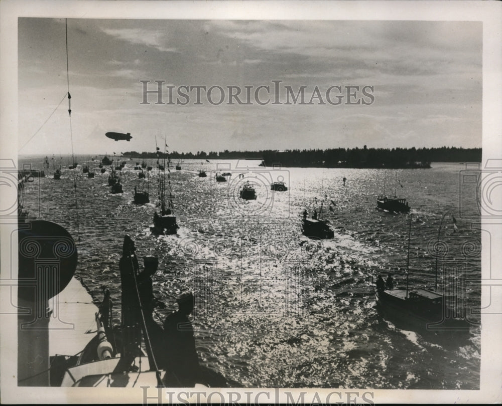 1938 Press Photo Charter fishing boats at Miami Beach Fla in a tournament - Historic Images