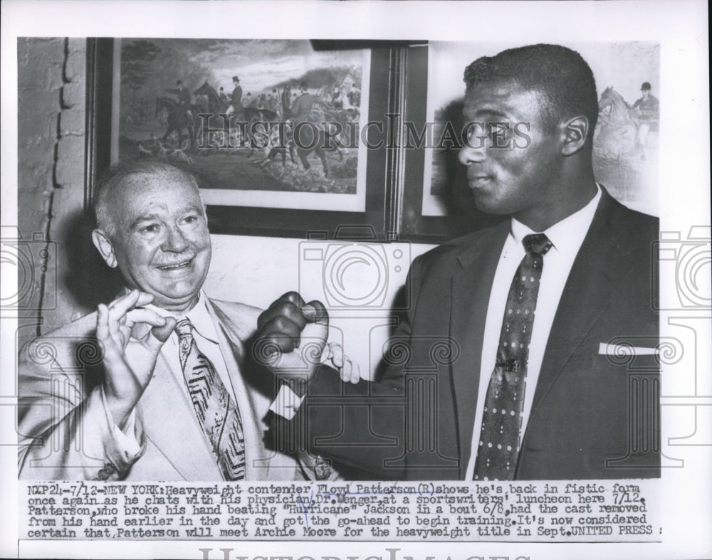 1956 Press Photo NYC Heavyweight Floyd Patterson &amp; Dr Wenger - nes25129- Historic Images