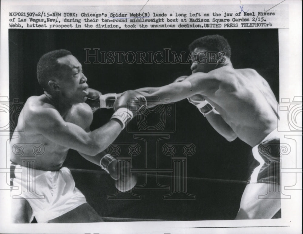 1957 Press Photo NYC Spider Webb vs Neal Rivers 10 round bout - nes25131 - Historic Images