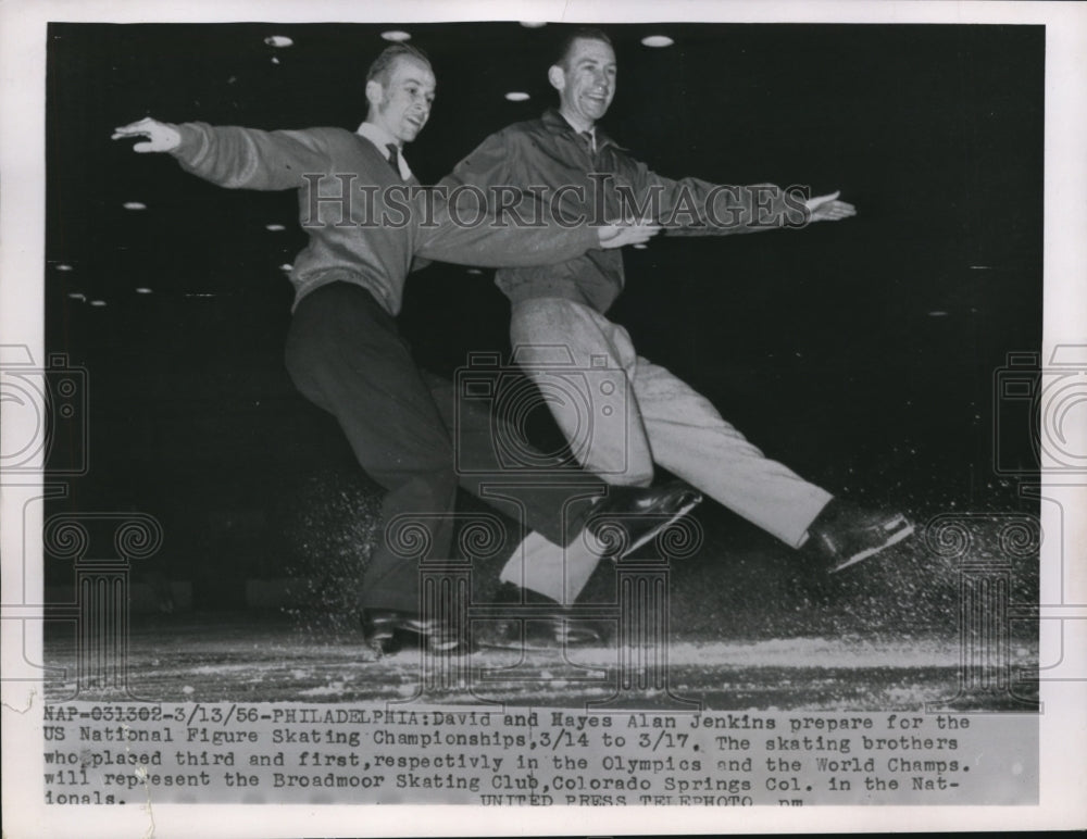1956 Press Photo Philadelphia David &amp; Hayes Alan Jenkins Figure Skate champs - Historic Images