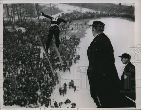 1948 Press Photo Beloit Wis Billy Hatch Class C ski jump - nes25665 - Historic Images