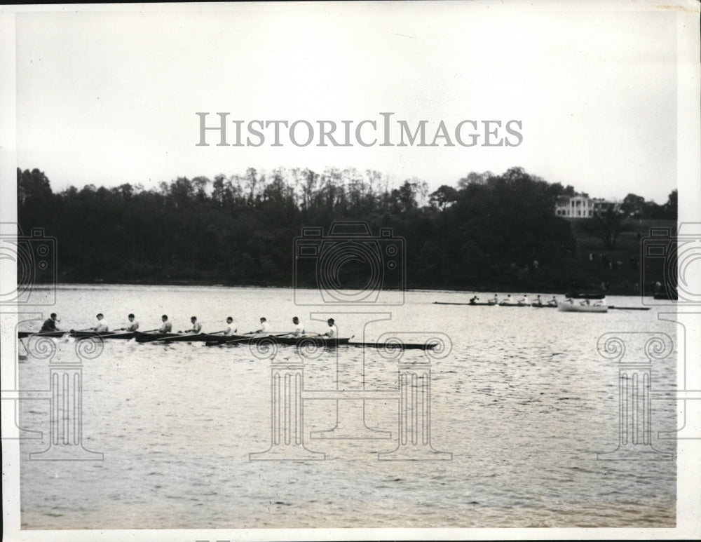 1938 Press Photo Annapolis Md Navy varsity crew at practice - nes25928 - Historic Images