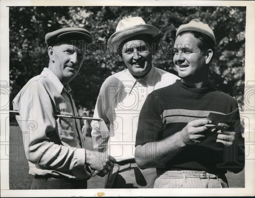 1942 Press Photo Absecon NJ Tom Mahan, Ed Dudley, Jim Demaret in PGA tourny - Historic Images