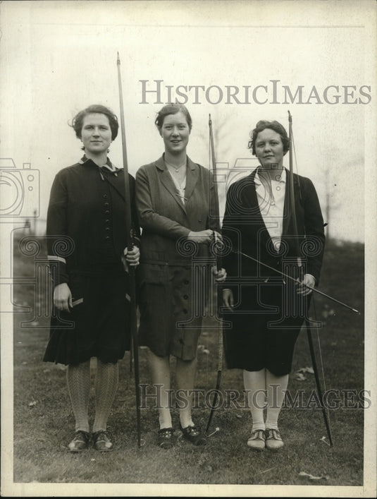 1929 Press Photo Wellesley Sr archery Isabel Weeks, Rachel Clarke,Betsy Mason - Historic Images