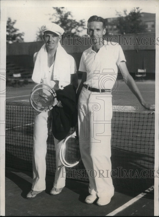 1934 Press Photo Lefty Bryan & John McDiamond Natl Clay court tennis Chicago - Historic Images