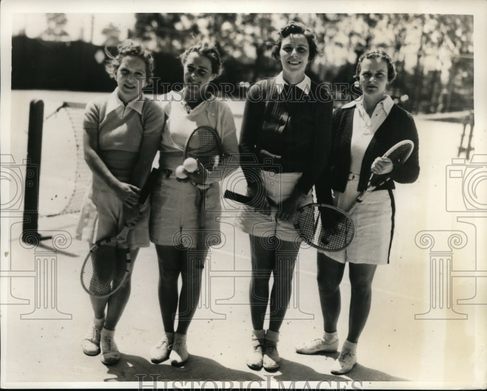 1934 Press Photo Pinehurst NC tennis N Taubele, J Sharp, G Surber, F LEBoutiller- Historic Images