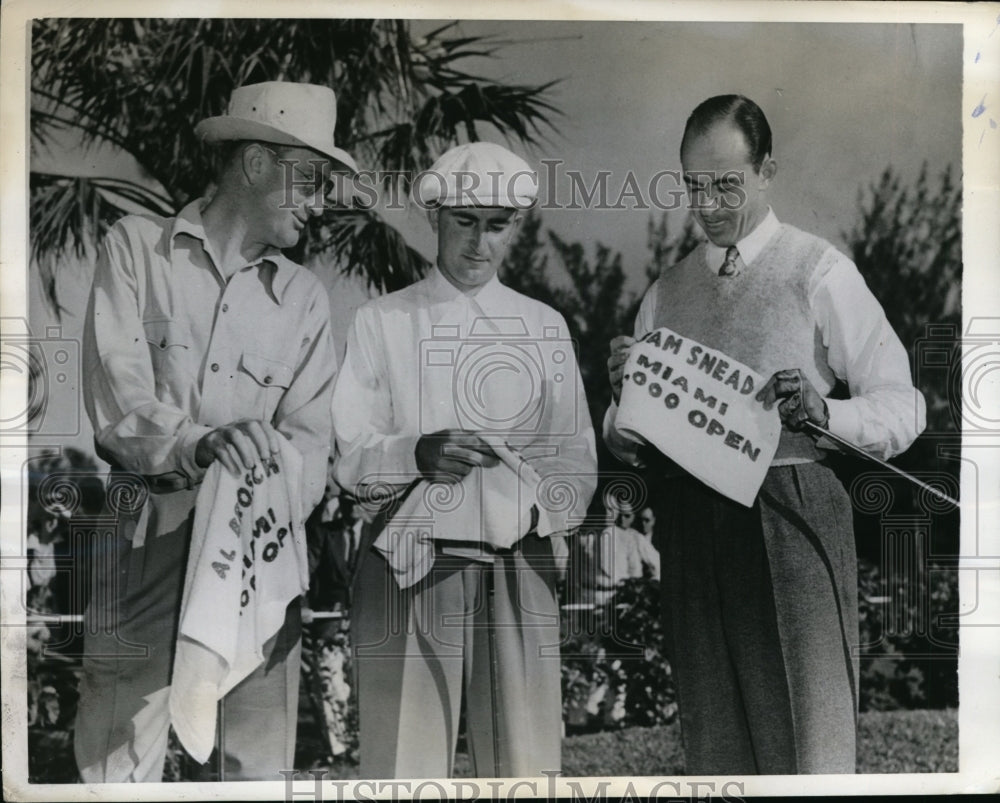 1941 Press Photo Miami Fla golfers Sam Snead, Al Brosch, Stanley Horne - Historic Images