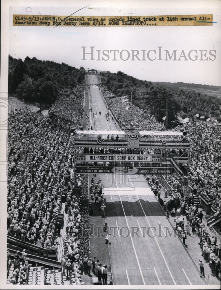 1951 Press Photo Akton Ohio crowds at American Soap Box Derby - nes28491 - Historic Images