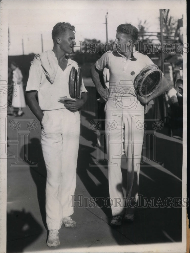 1934 Press Photo Gene Mako & Donald Budge at Natl Clay Courts tennis Chicago - Historic Images