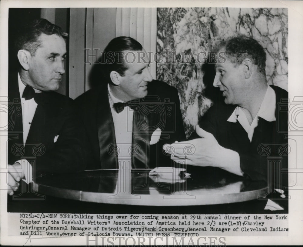 1952 Press Photo NYC Baseball writers Assn C Gehringer Tigers, - nes30298 - Historic Images