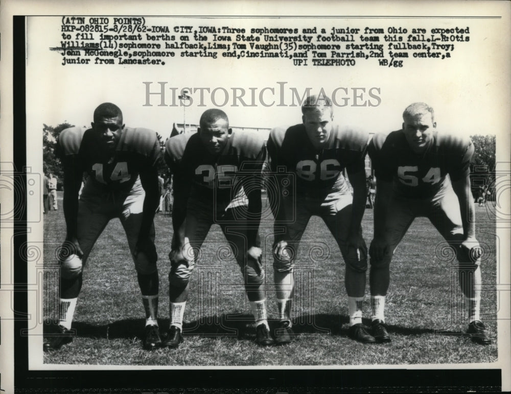 1962 Press Photo Otis Williams Tom Vaughn John McConagle Tom Parrish Iowa Player - Historic Images