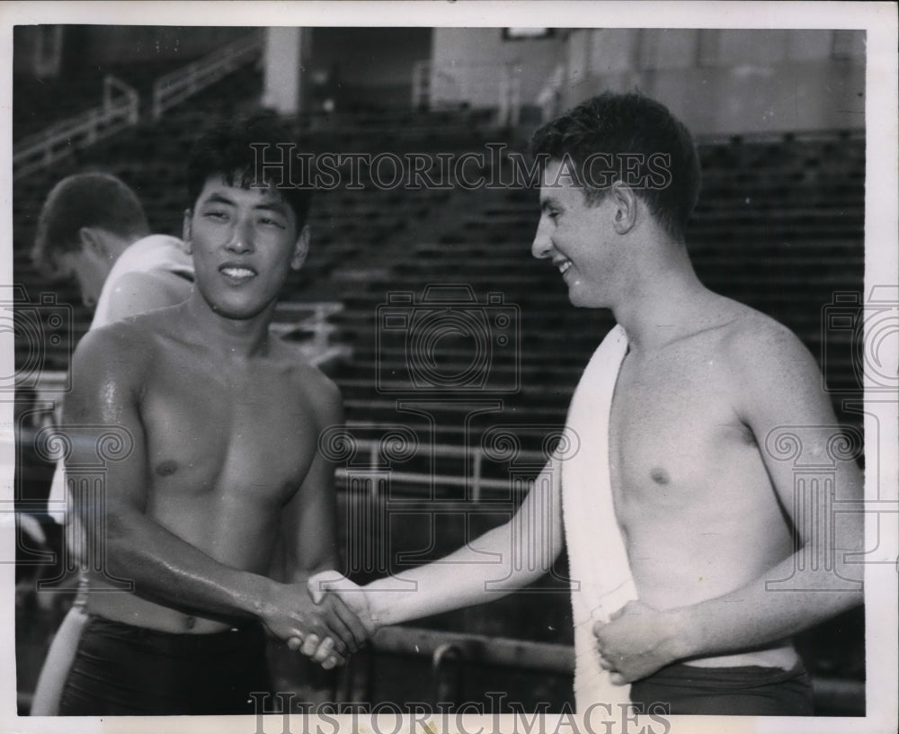 1950 Press Photo Toyko Japan Hironoshin Furuhashi, John Marshall - nes30580 - Historic Images