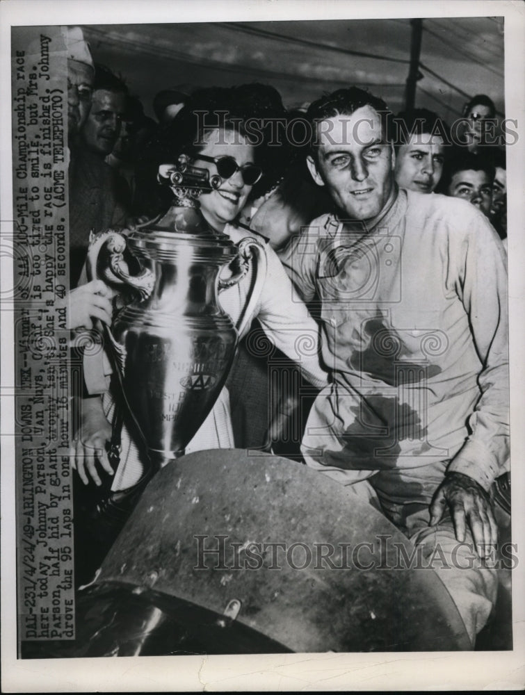1949 Press Photo Arlington Downs Tex AAA 100 mile race Johnny Parson - nes32308- Historic Images