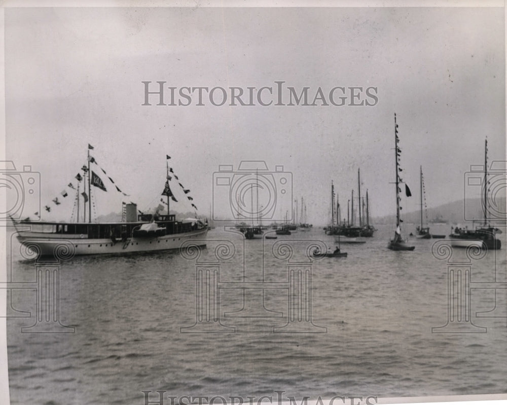 1938 Press Photo Part of spectator fleet attending 76th Regatta on Thames River - Historic Images