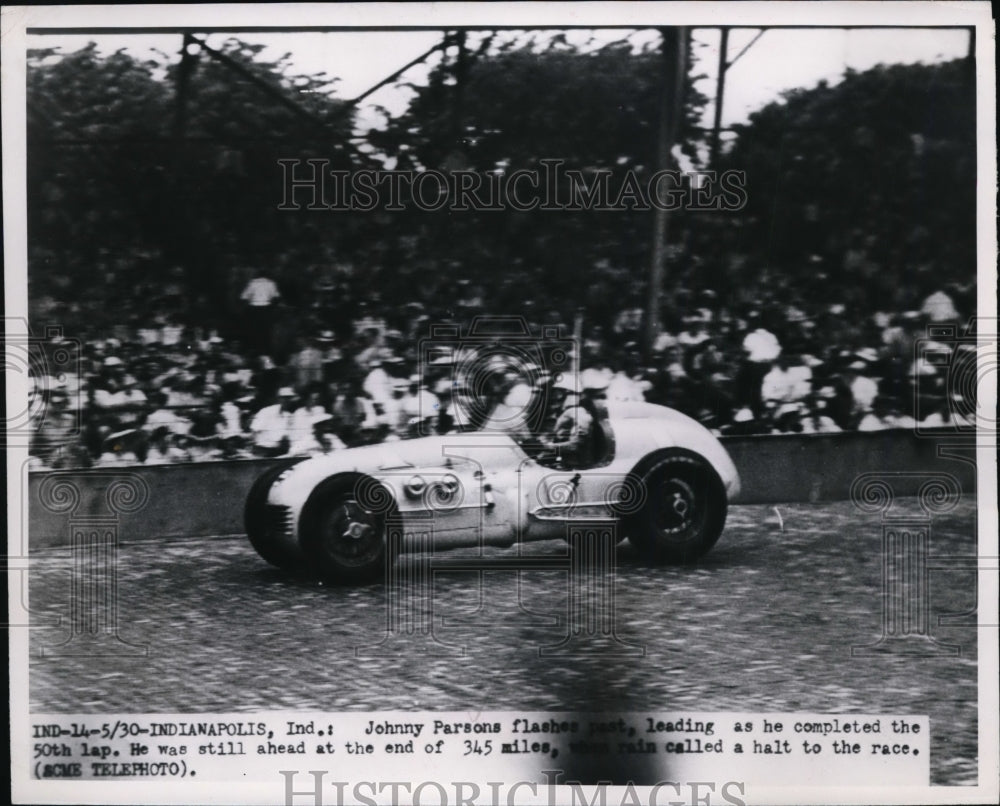 1950 Press Photo Johnny Parsons leads on 50th lap of Indianapolis 500- Historic Images