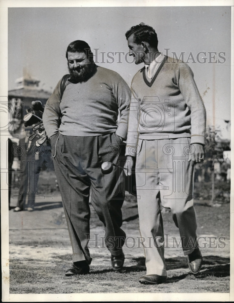 1937 Press Photo Wrestler Man Mountain Dean caddies for John Revolta - nes33047- Historic Images