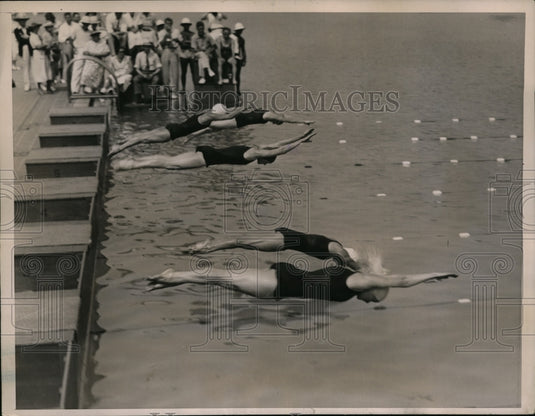 1936 Press Photo 100 meter freestyle swim Olympic tryouts Katherine Rawls - Historic Images