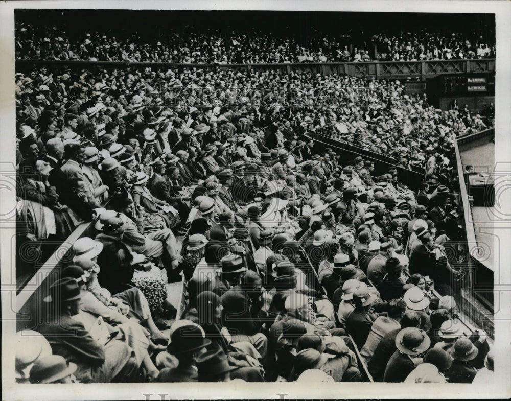 1934 Press Photo Crowd in stands at Winbledon for All English Championships - Historic Images