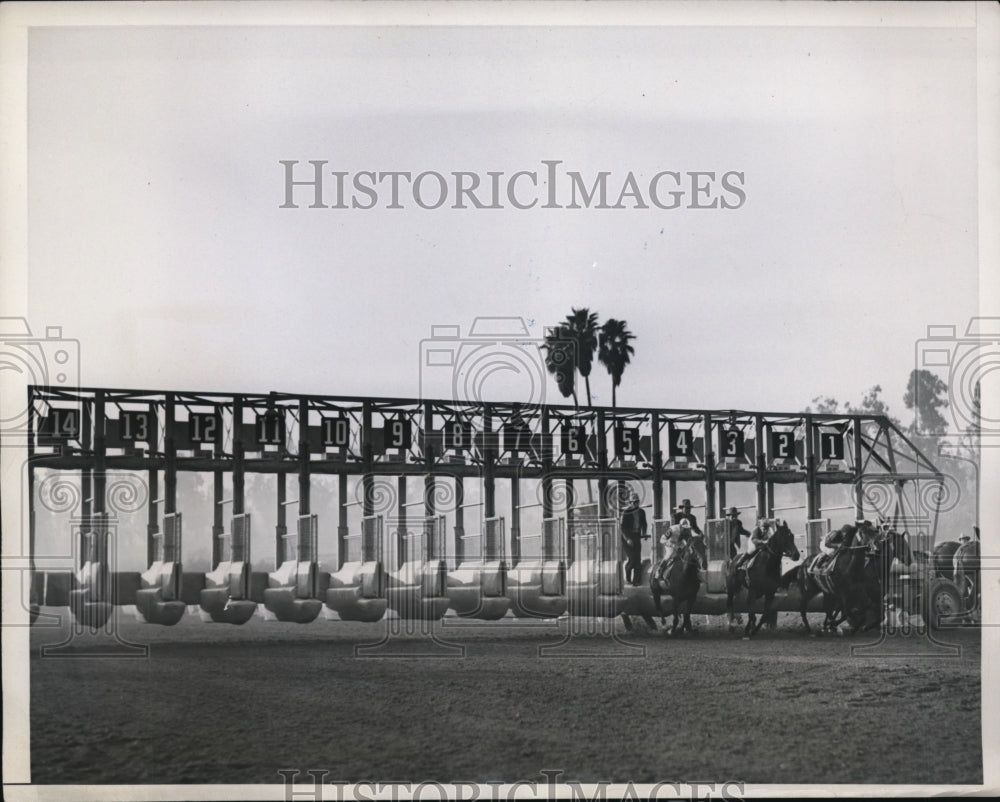 1946 Press Photo Arcadia Calif Santa Anita Derby Air Rate, Knockdown - nes33891- Historic Images