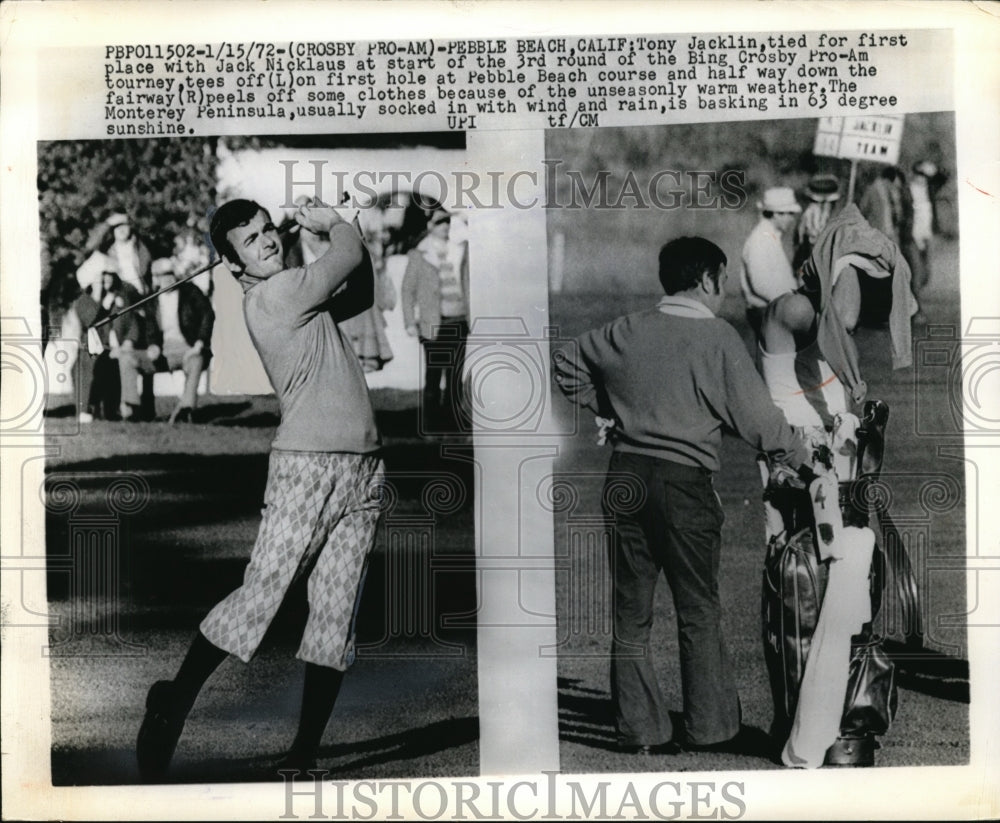 1972 Press Photo Pebble Beach Calif Crosby Pro Am Tony Kacklin in 3rd round- Historic Images