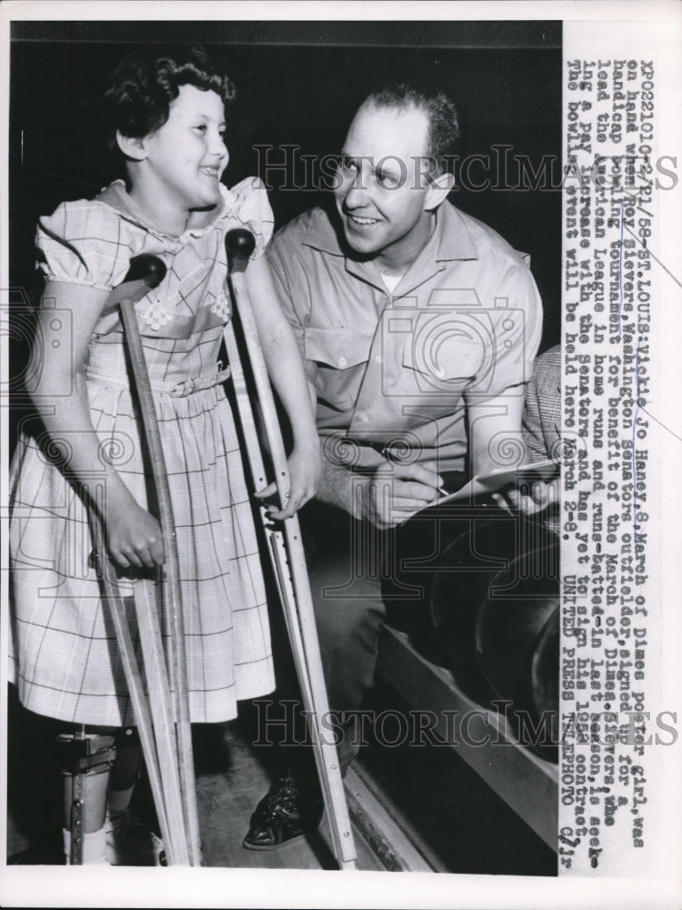 1958 Press Photo St Louis Mo March of Dimes girl Vickie Jo Haney, - nes34005 - Historic Images