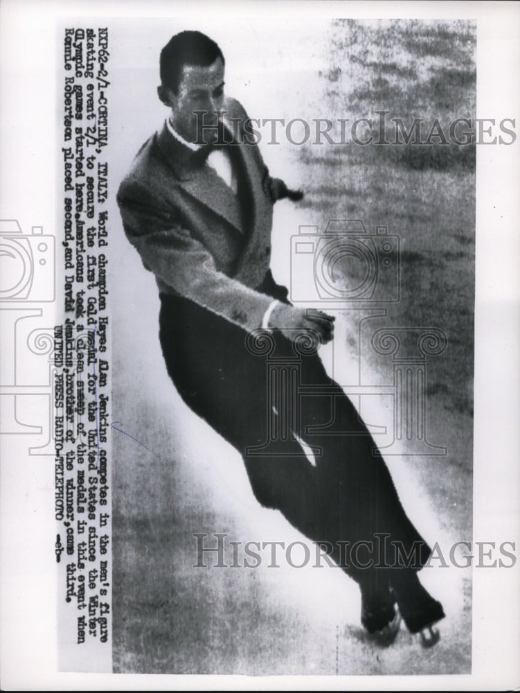 1956 Press Photo Cortina Italy Hayes Alan Jenkins Us gold medal skater- Historic Images