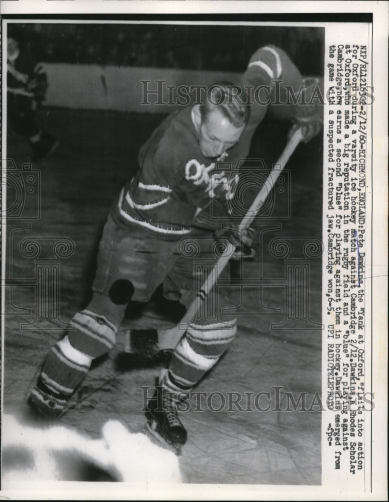 1960 Press Photo Richmond England Pete Dawkins at varsity ice hockey - nes34077- Historic Images