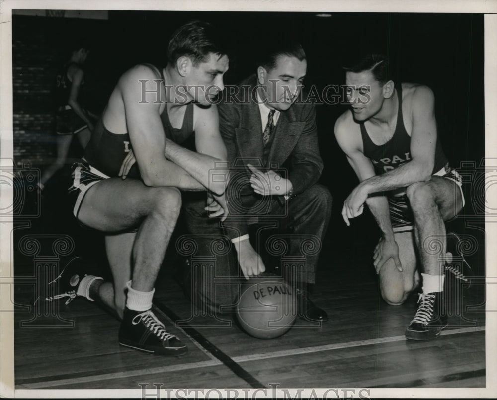 1938 Press Photo Tom Clelando,basketball coach Tom Haggerty &amp; Pat Howlett- Historic Images