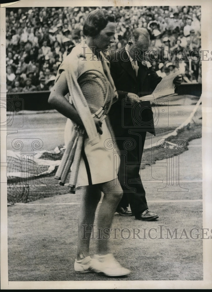 1936 Press Photo Helen Jacobs beat Hilda Sperling at English tennis championship - Historic Images