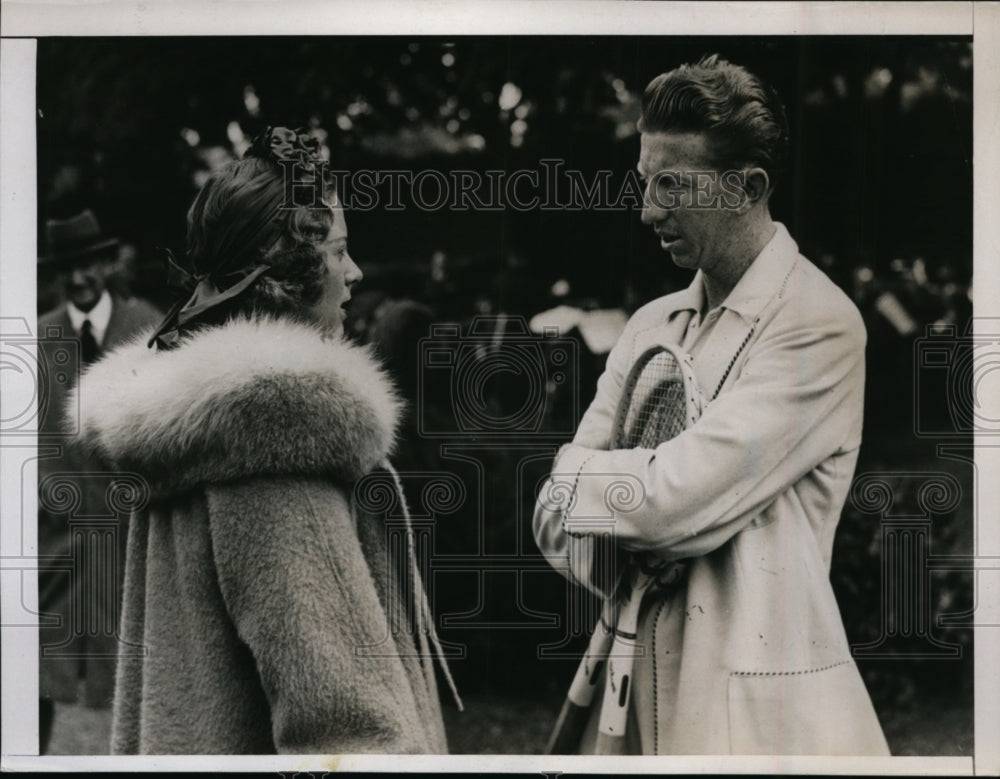 1937 Press Photo Alice Marble &amp; Don Budge at All England Wimbledon tennis - Historic Images