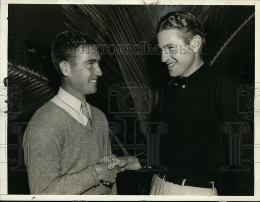 1935 Press Photo Dick Metz & Horton Smith golfers at Miami Biltmore in Fla- Historic Images