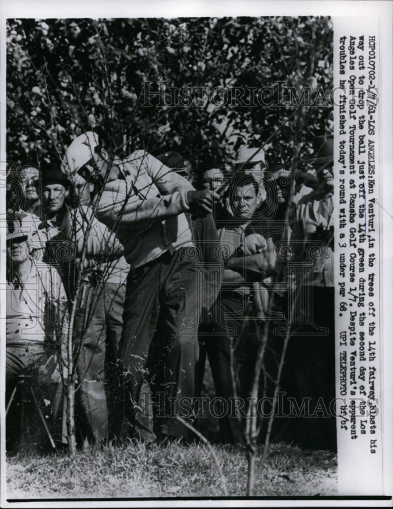 1961 Press Photo Ken Venturi in rough at Los Angeles Open golf Rancho Course- Historic Images