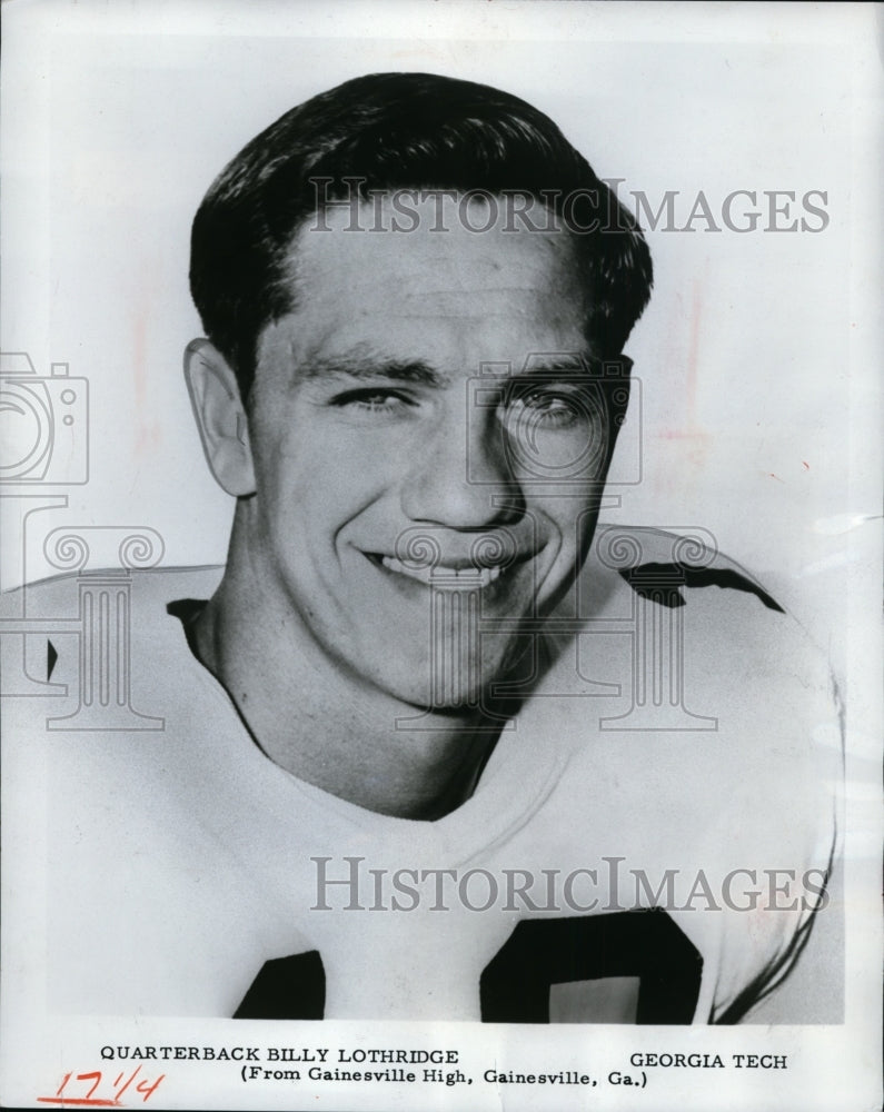 1963 Press Photo Georgia Tech Quarterback Billy Lothridge - nes36519- Historic Images