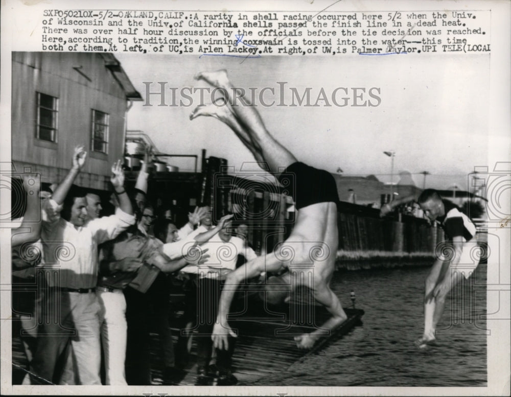 1959 Press Photo UC varsity crew Arlen Lackey &amp; UWs Palmer Taylor at race- Historic Images