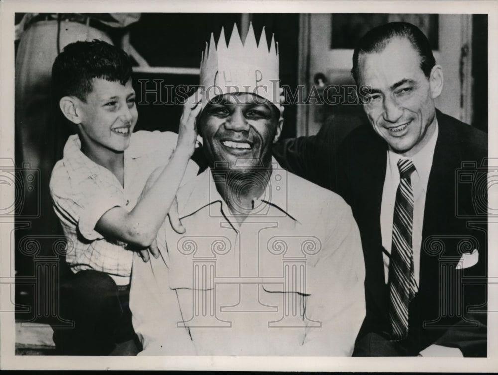 1951 Press Photo Jersey joe Walcott, friens J Slater, manager Felix Bocchichico- Historic Images