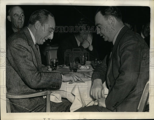 1938 Press Photo Lou Little football coach of Columbia, Jim Crowley of Fordham- Historic Images