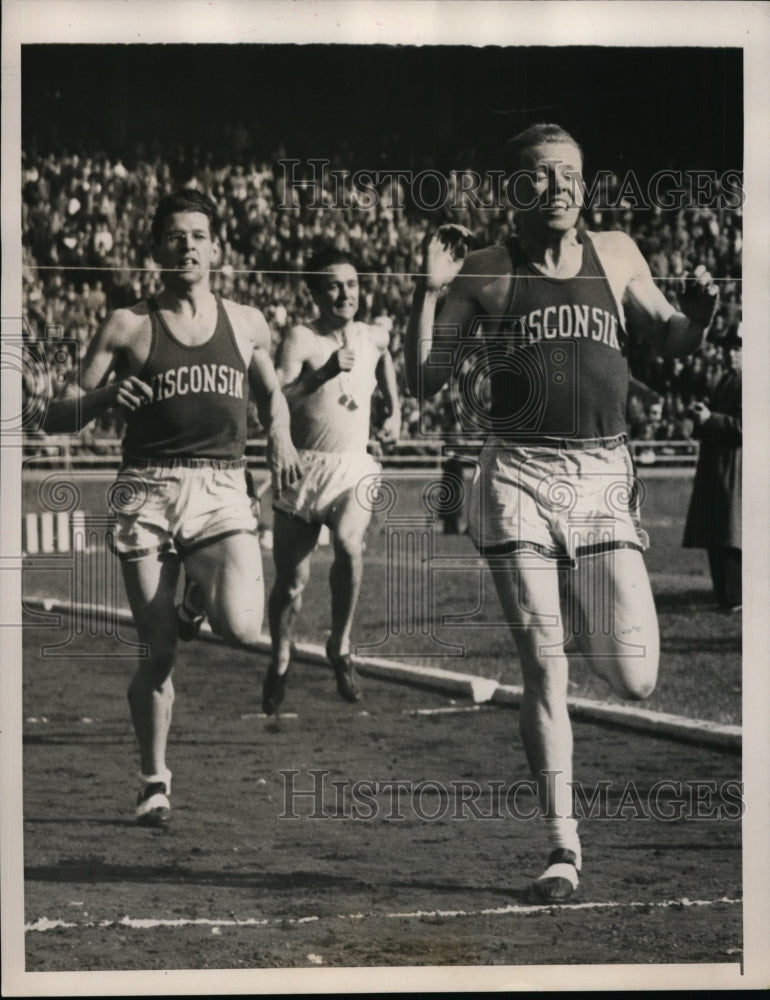 1940 Press Photo Walter Mehl, Chuck Fenske, Gene Venzke at Penn Relays mile- Historic Images