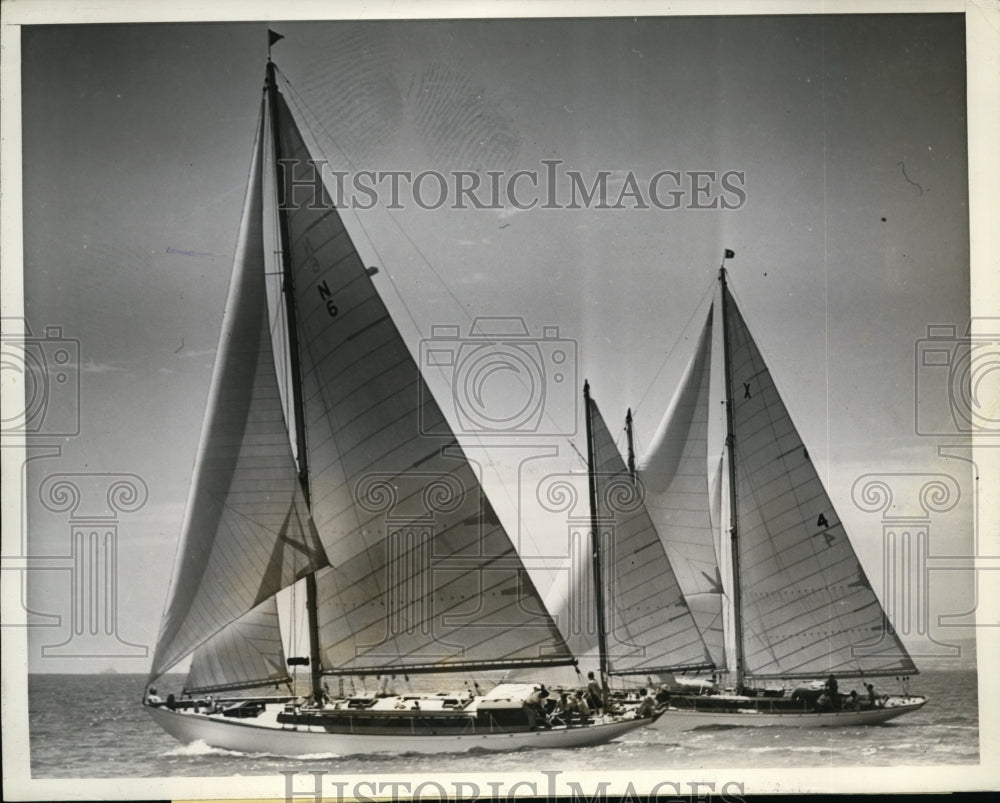 1938 Press Photo II G Steele&#39;s Odyssey vs Axelson&#39;s Jada at Long Beach CA- Historic Images