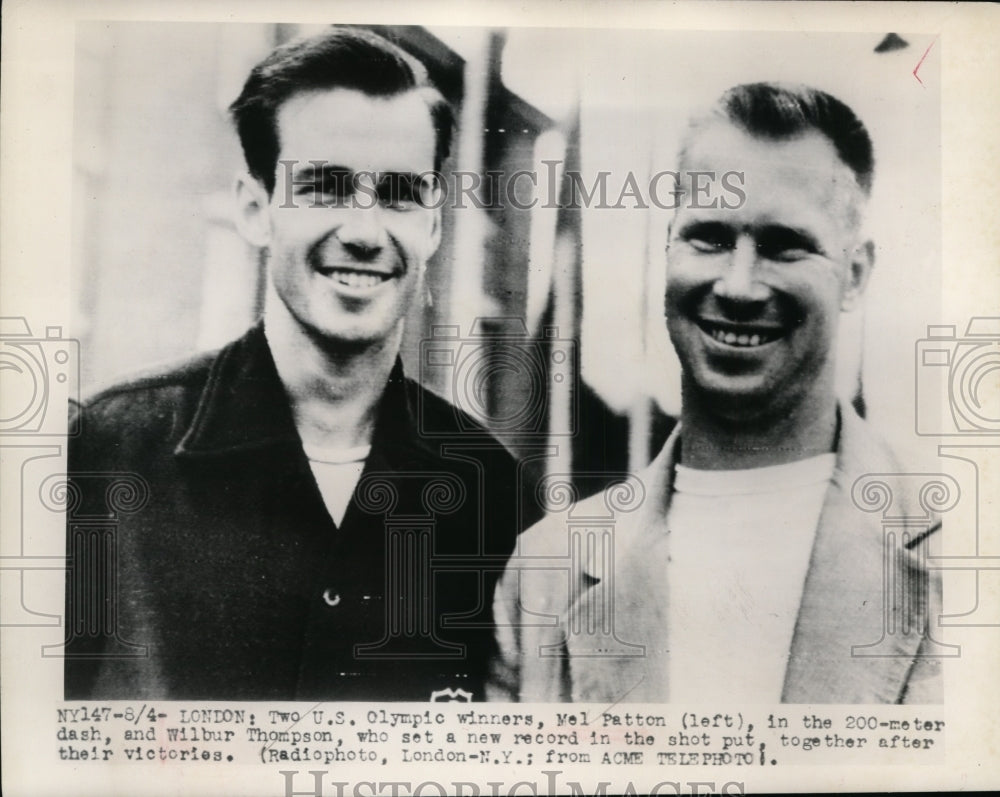 1948 Press Photo Olympic winners Mel Patton 200 yd dash, Wilbur Thompson shotput - Historic Images