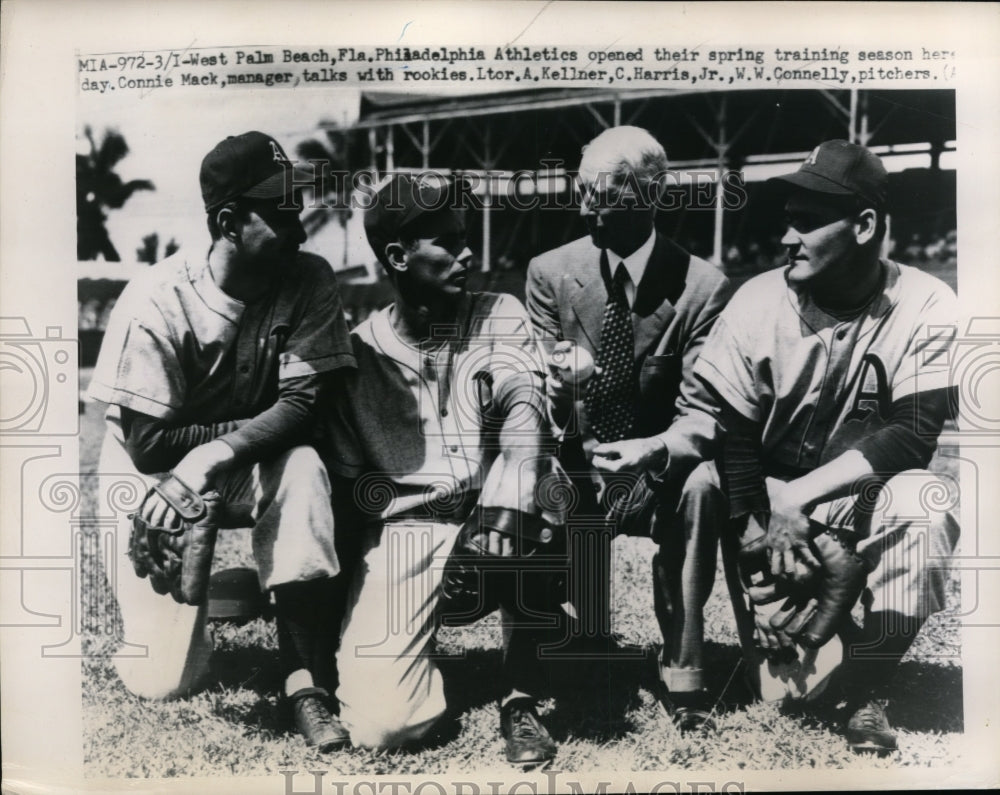 1948 Press Photo Athletics spring training in Fla Connie Mack,A Kellner - Historic Images