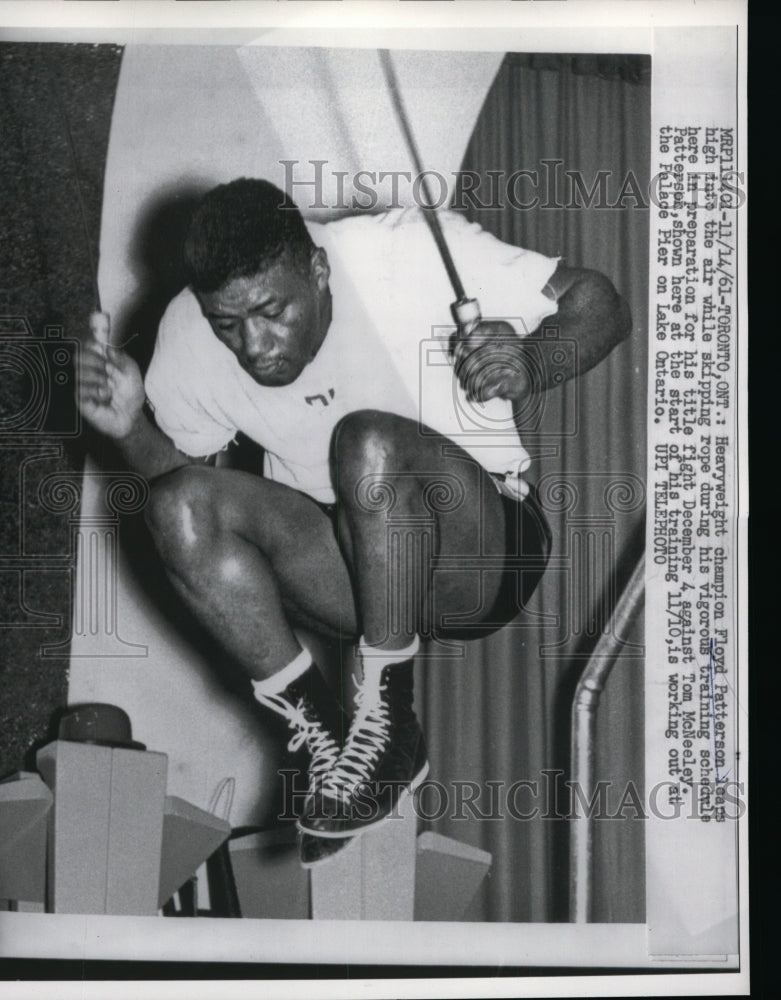 1961 Press Photo Heavyweight champ Floyd Patterson trains for Tom McNeeley bout - Historic Images