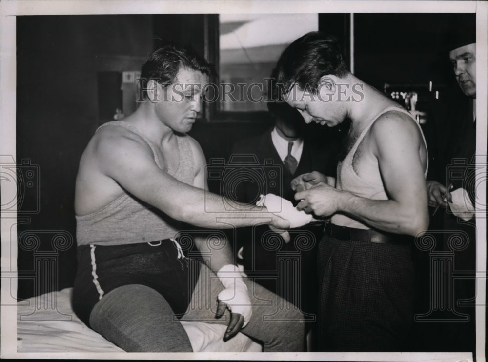 1936 Press Photo Isador Gastanaga & trainer Al Ramo training at Pompton Lakes NJ - Historic Images