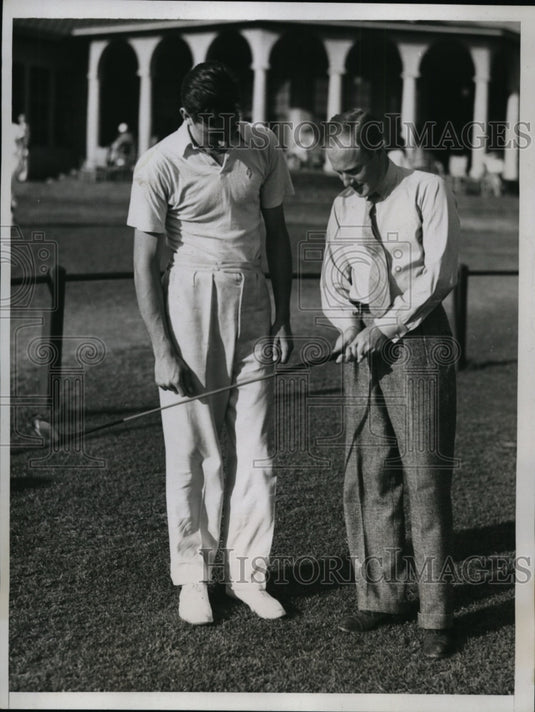 1934 Press Photo George T Dunlap Jr, Frank Shields at North & South gold tourny- Historic Images