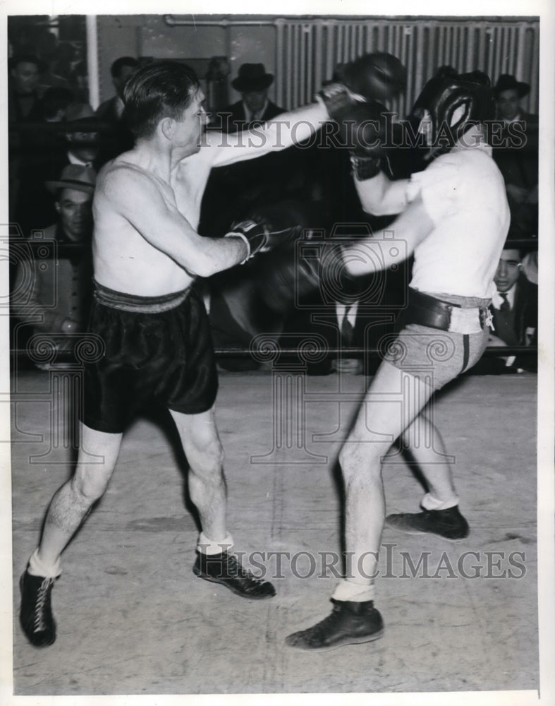 1942 Press Photo Bobby Ruffin &amp; dad coach Raymond Ruffin at NYC sparring- Historic Images