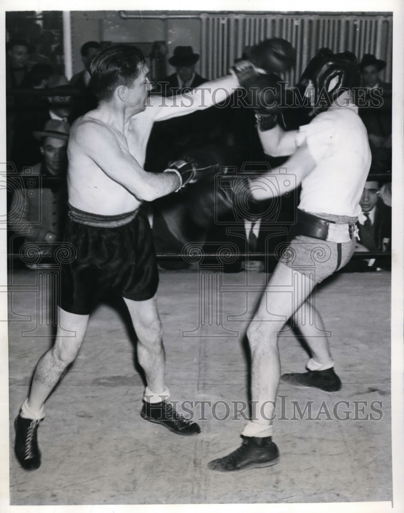 1942 Press Photo Bobby Ruffin & dad coach Raymond Ruffin at NYC sparri ...